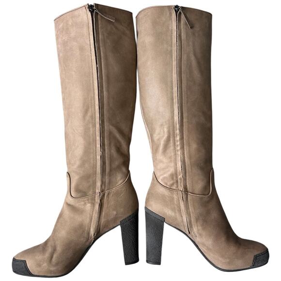 NWOT FURLA Tall Platform Nubuck Boots Beige with Black Size 39 or 8.5 main image 6
